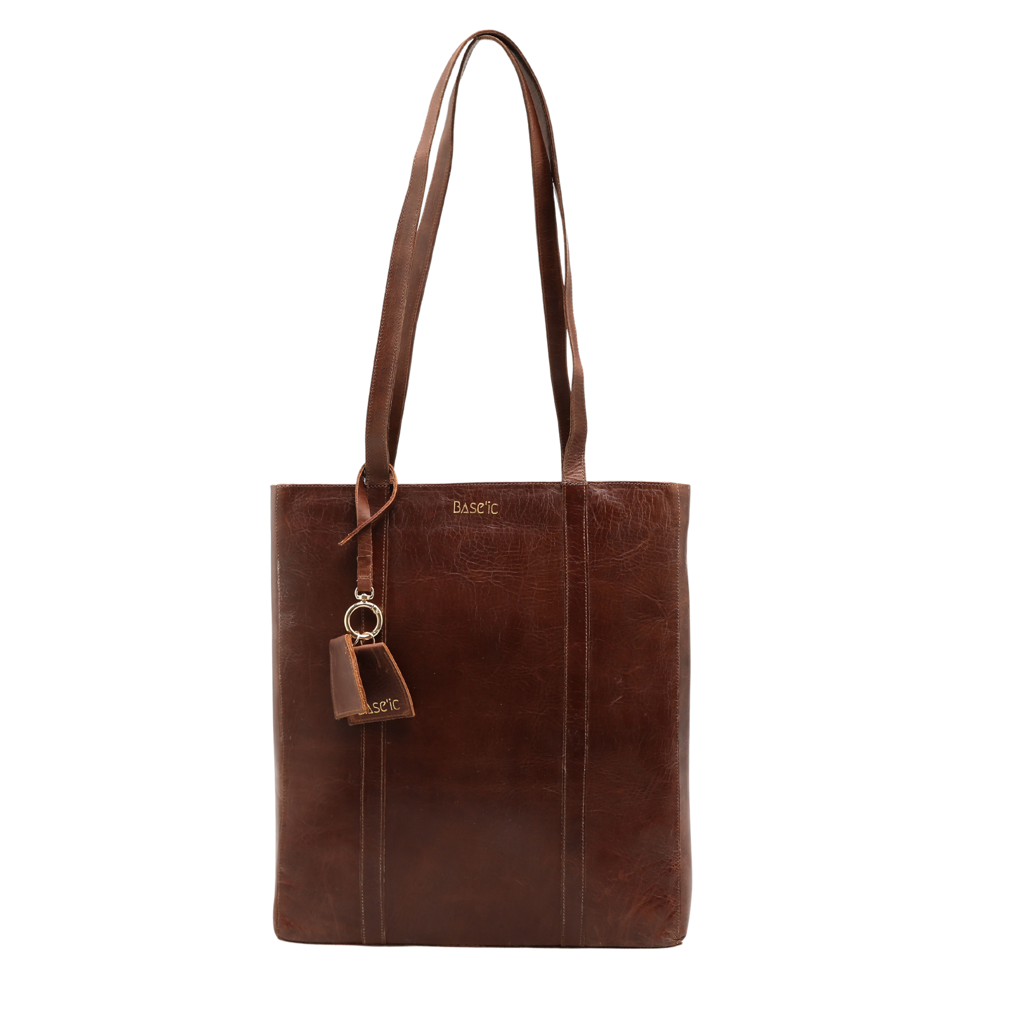 Worn Leather Shoulder Bag with Multi-Compartment - Dark Havana Worn Leather Shoulder Bag with Multi-Compartment - Dark Havana
