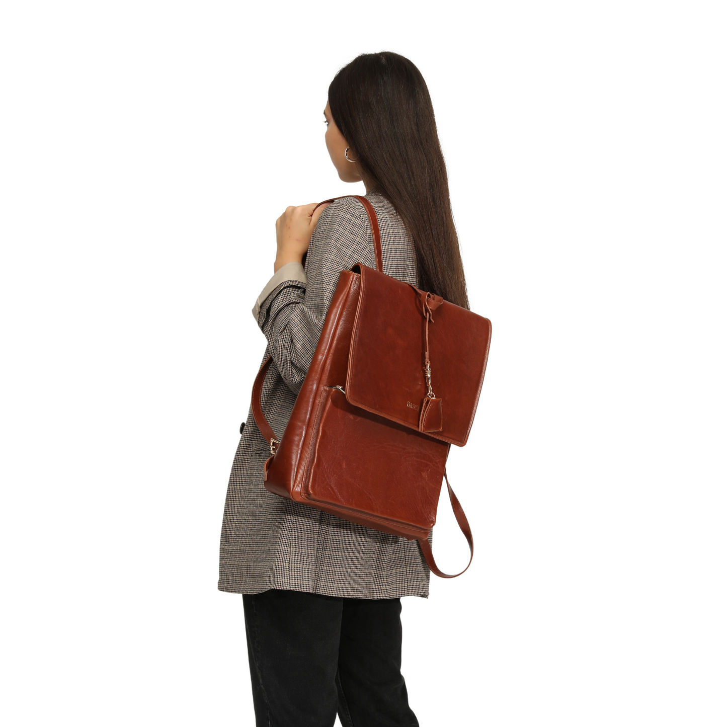 Genuine Leather Backpack With Laptop Compartment - Coconut