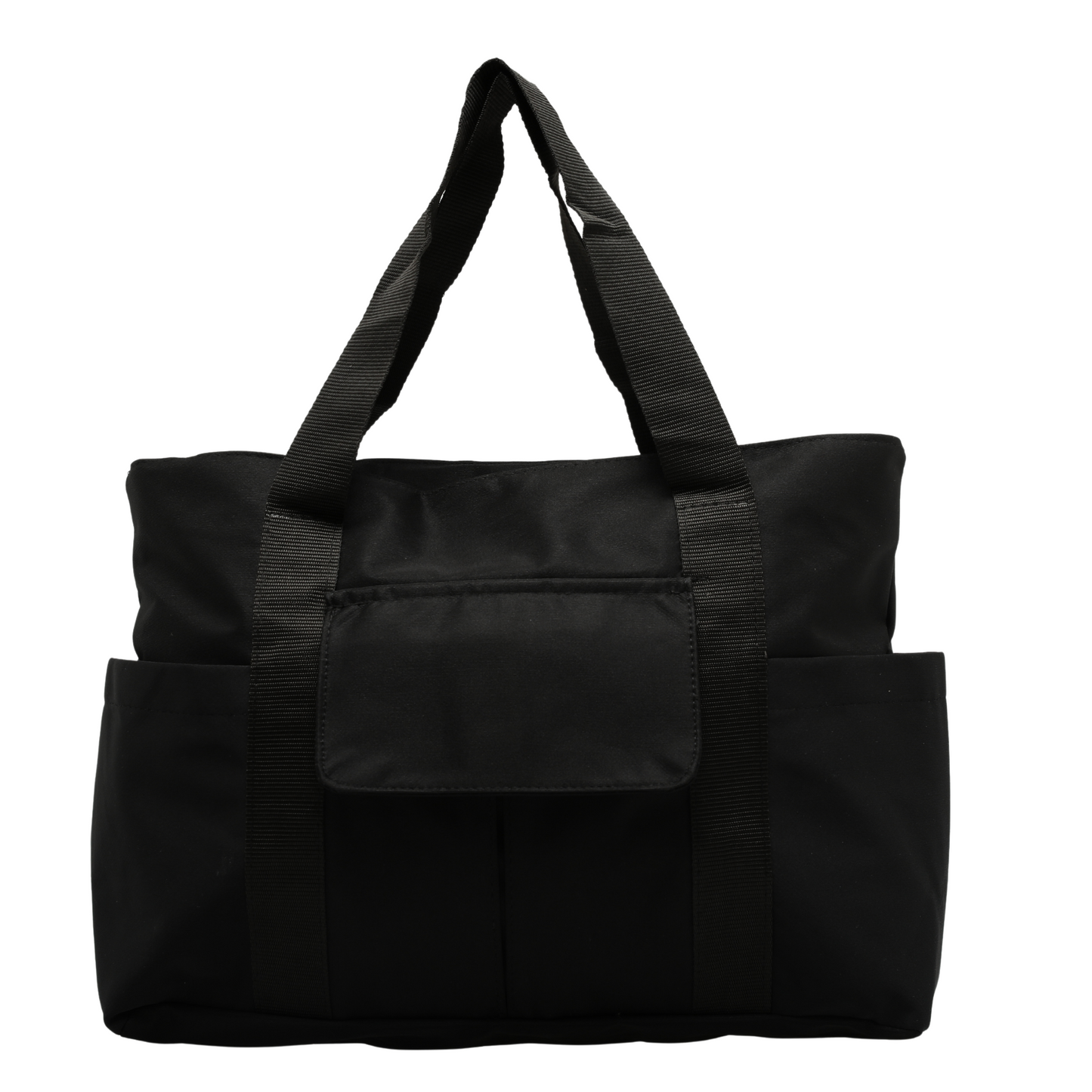 Heavyweight Satin Tote Bag With Pockets - Black