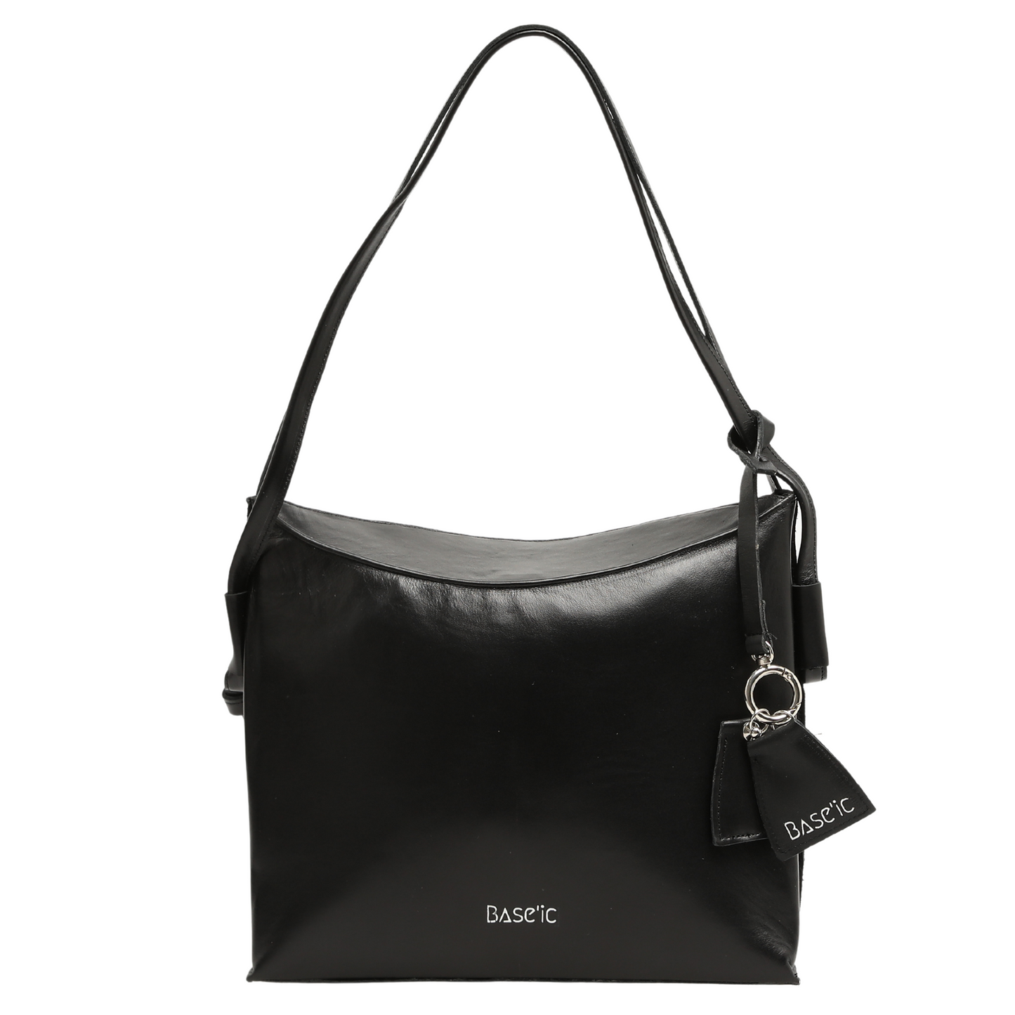 Genuine Leather Shoulder Bag With Flap Detail - Black