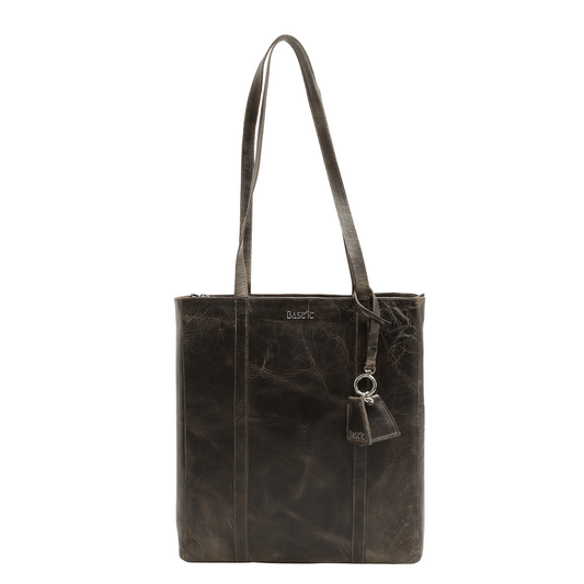 Worn Leather Shoulder Bag with Multi-Compartment - Cortecia