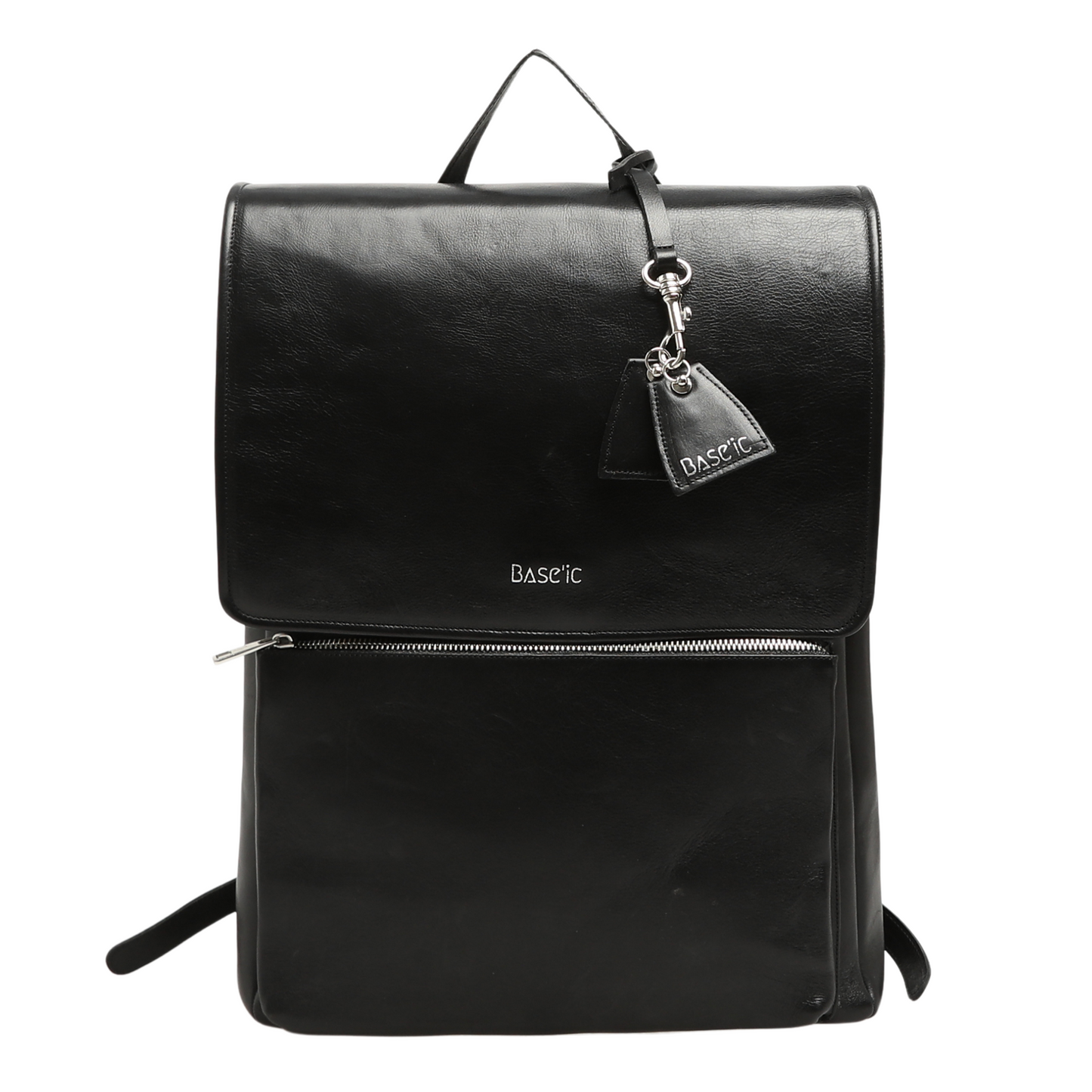 Genuine Leather Backpack With Laptop Compartment - Black