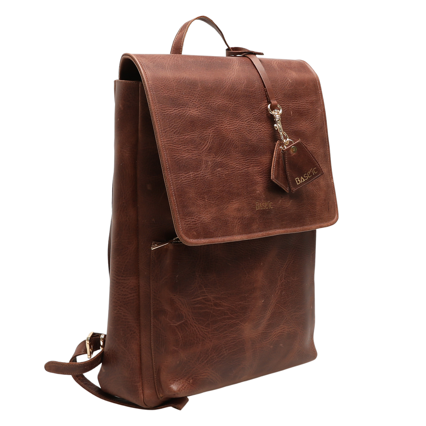 Worn Leather Backpack With Laptop Compartment - Dark Havana