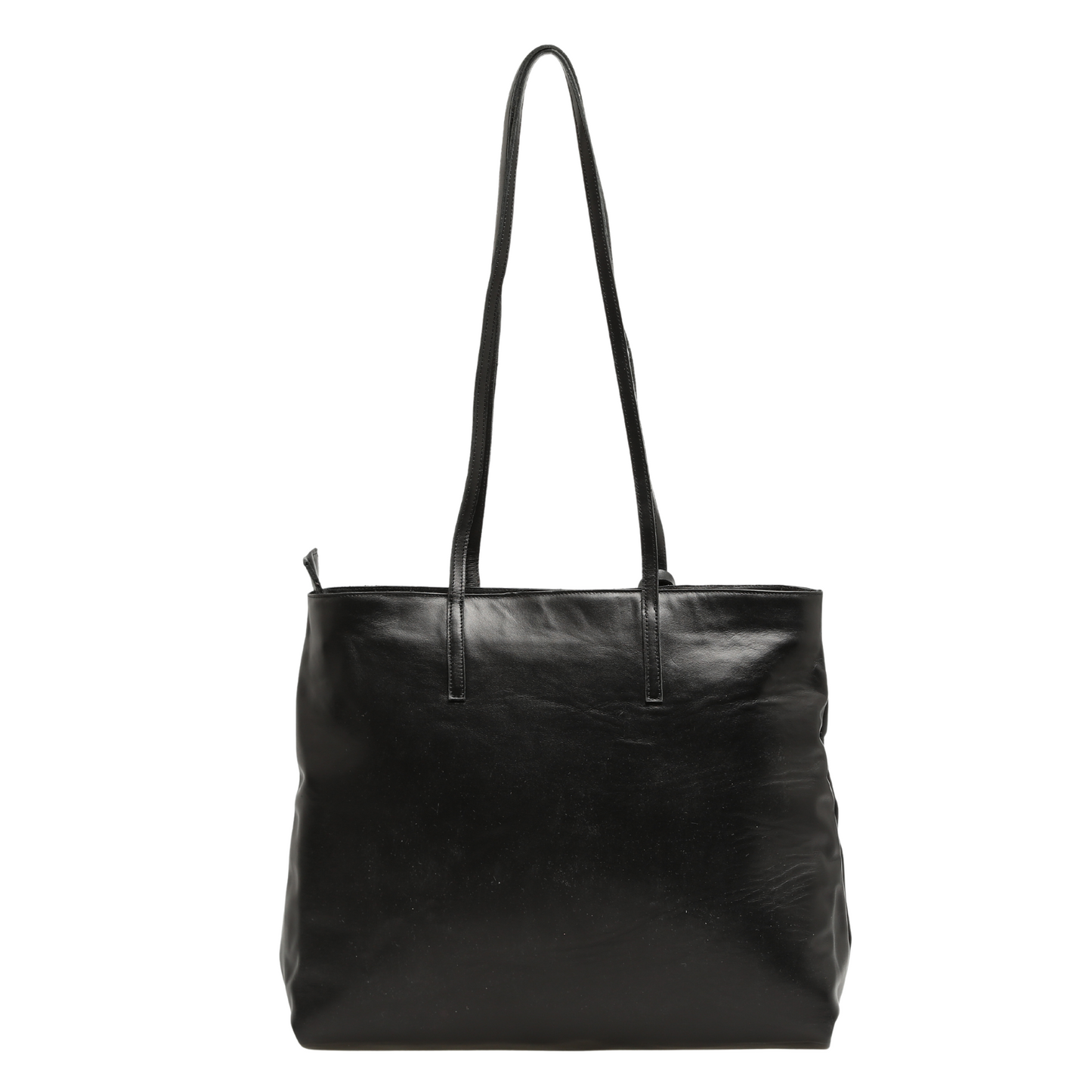 Soft Genuine Leather Tote Bag - Black