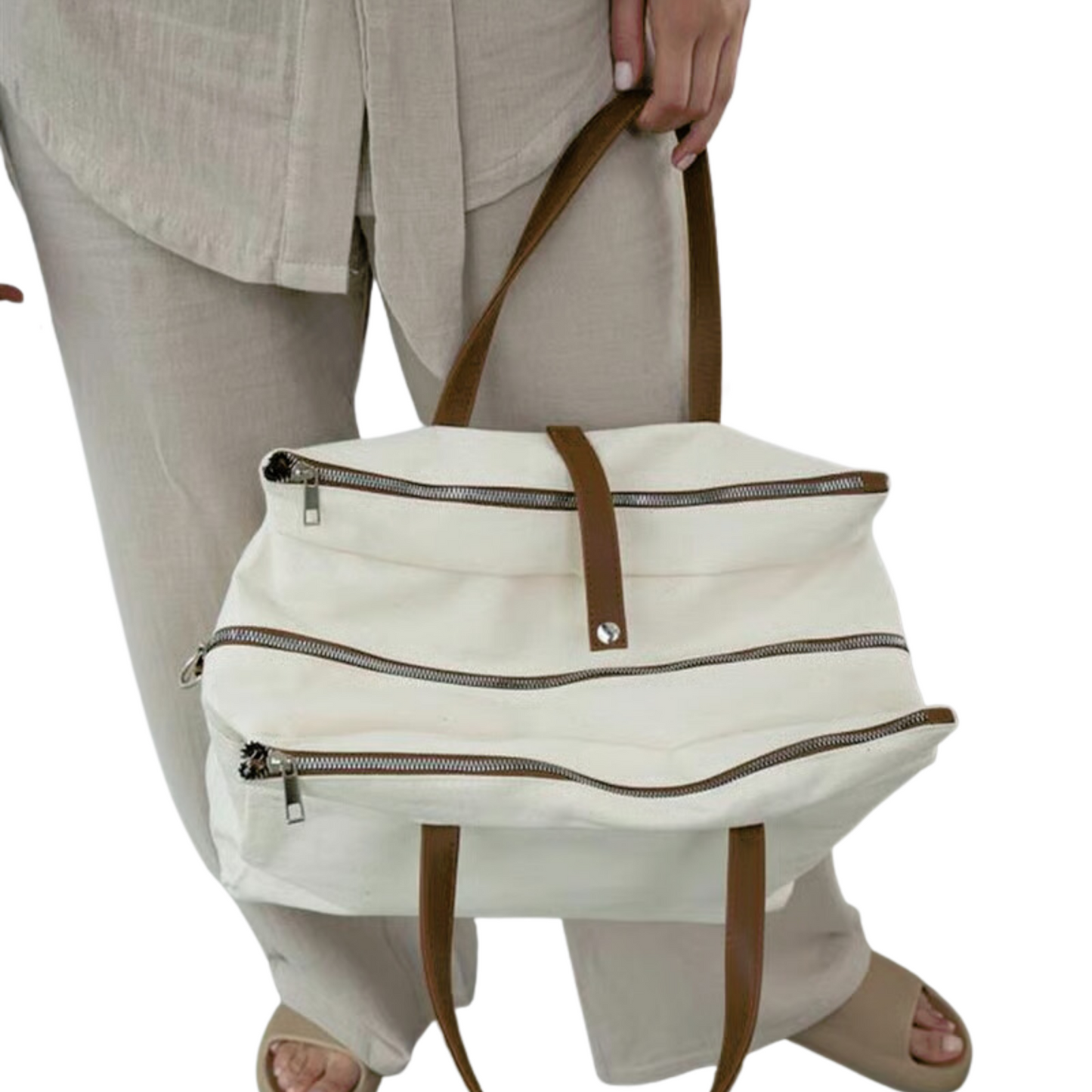 Organic Linen Shoulder Bag - Cream