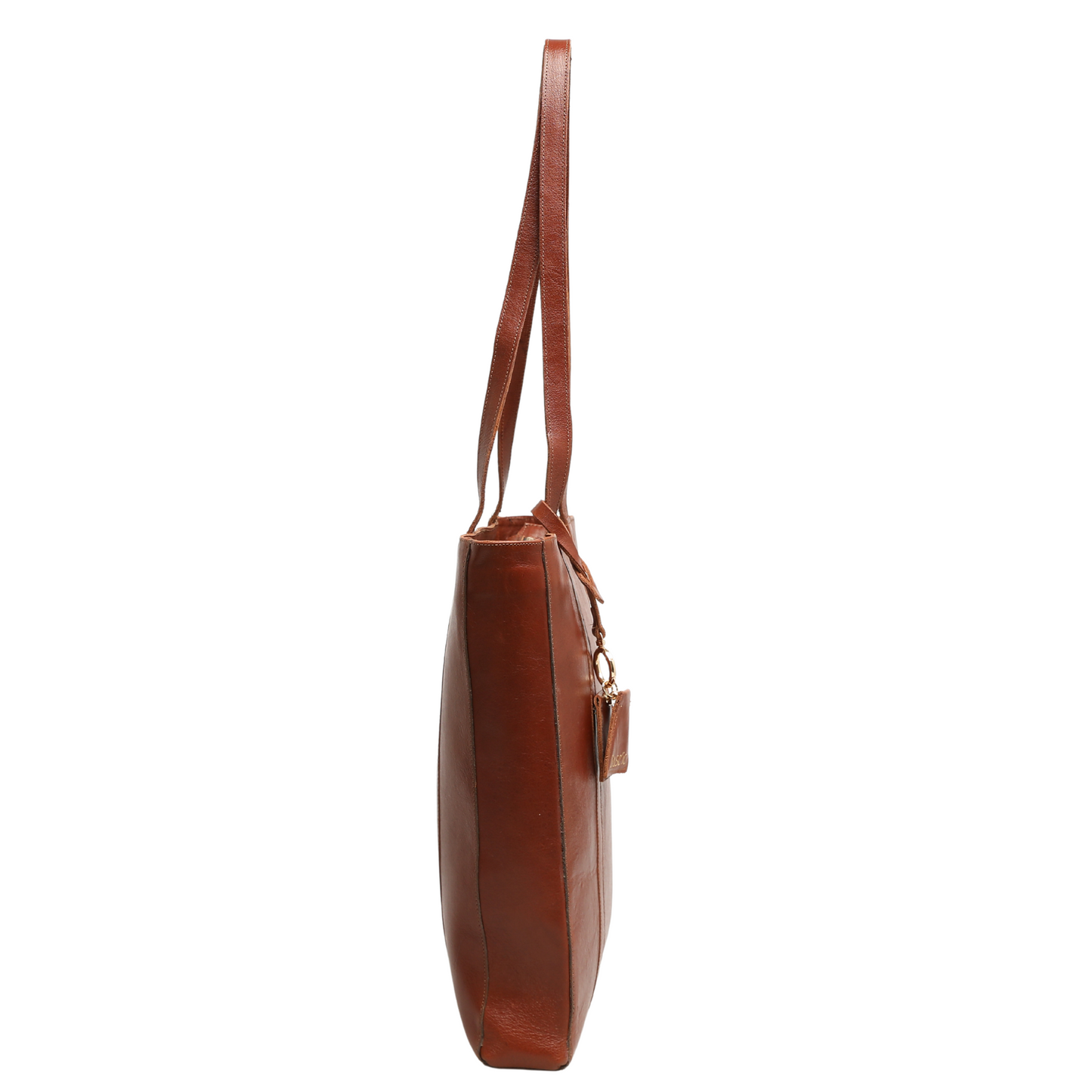 Genuine Leather Shoulder Bag with Multi-Compartment - Coconut