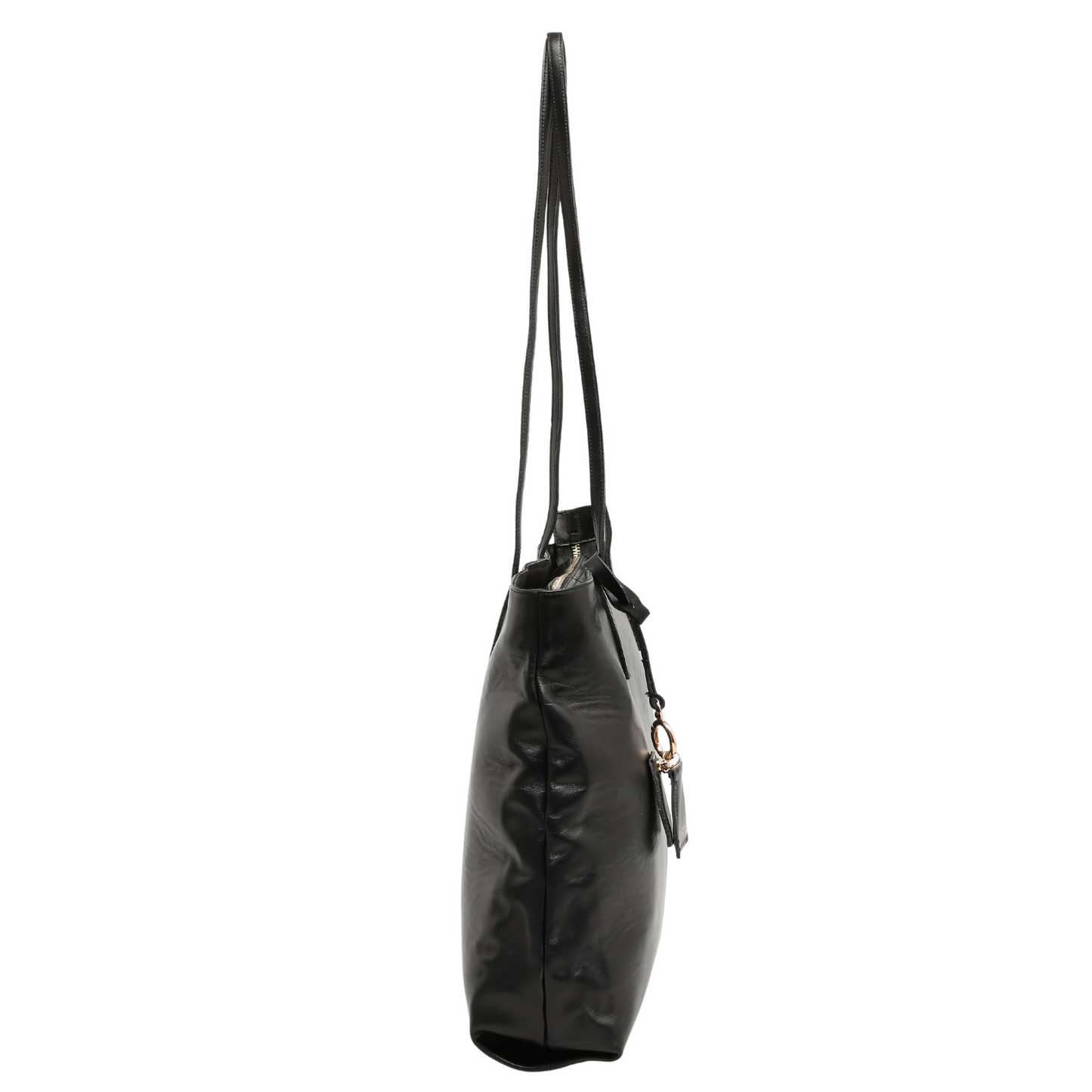 Soft Genuine Leather Tote Bag - Black