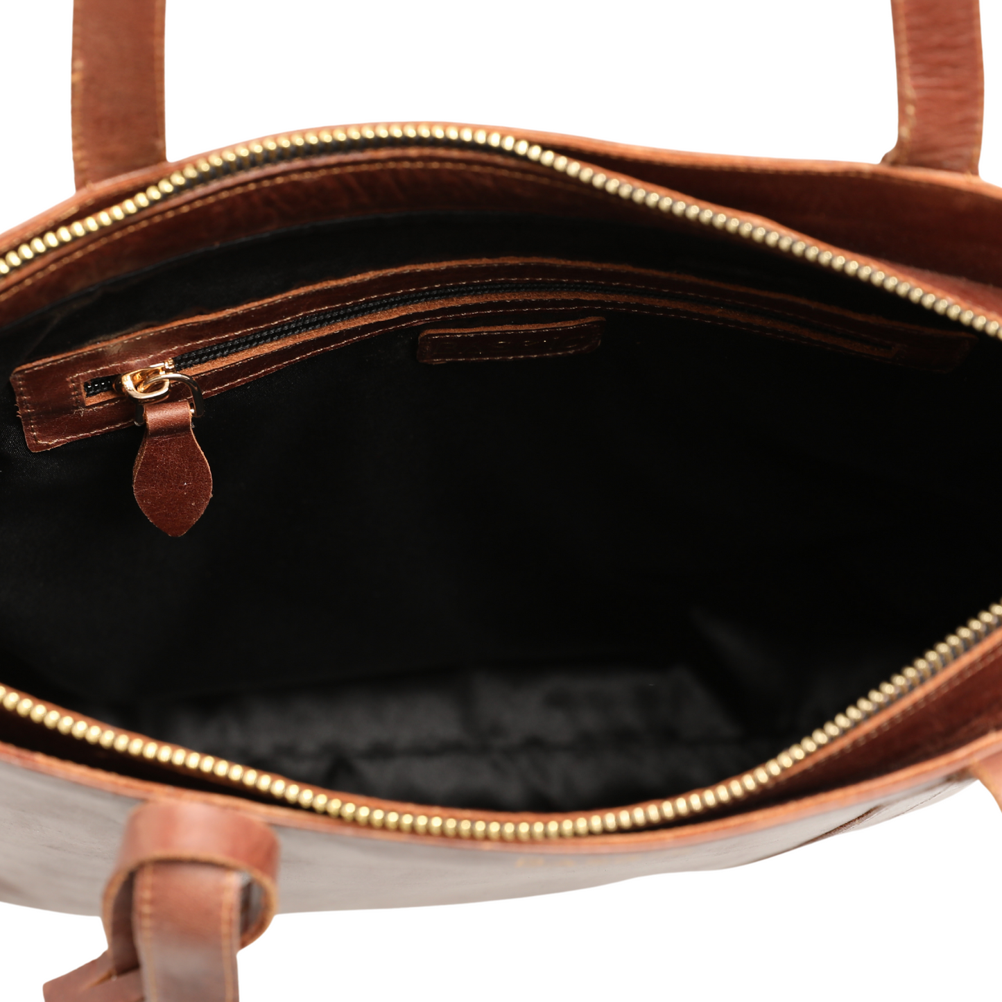 Worn Leather Shoulder Bag with Multi-Compartment - Cortecia