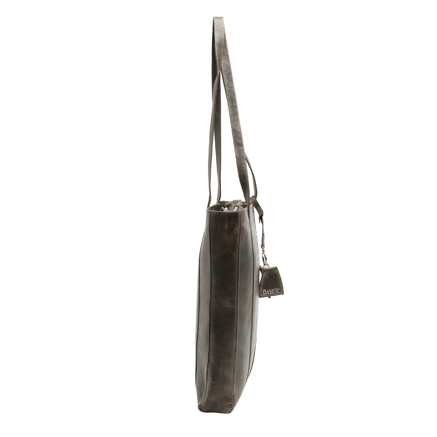 Worn Leather Shoulder Bag with Multi-Compartment - Cortecia