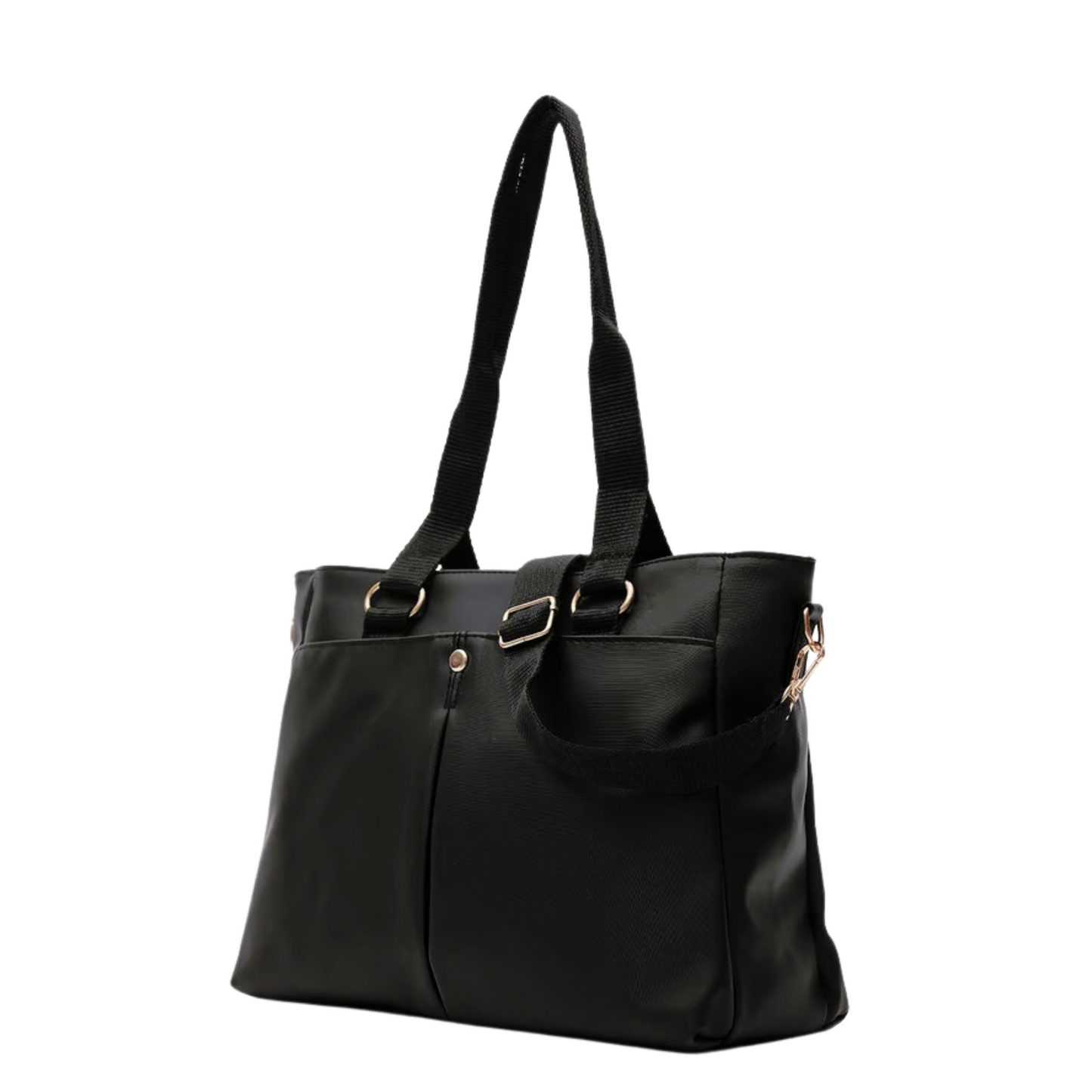 Nylon Crossbody Bag With Long Strap - Black