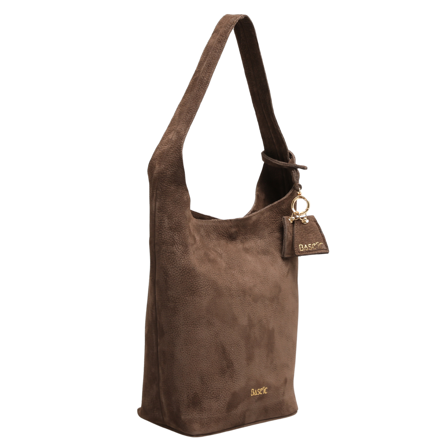 Nubuck Leather Hobo Bag - Tobacco Brown