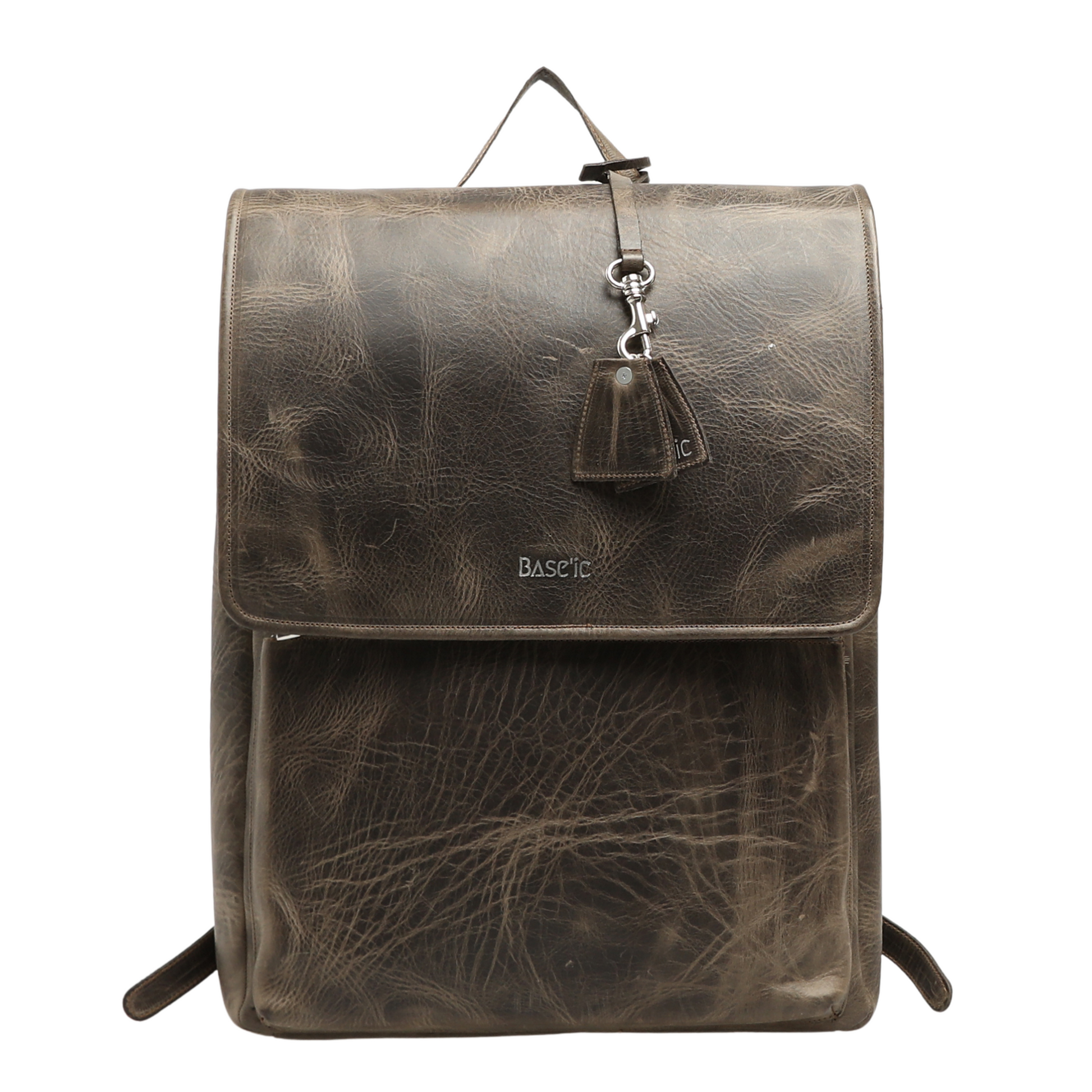 Worn Leather Backpack With Laptop Compartment