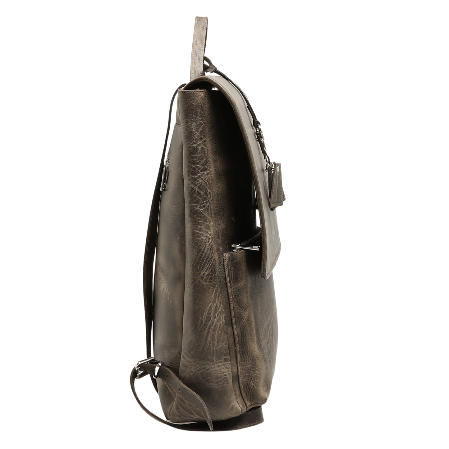 Worn Leather Backpack With Laptop Compartment - Cortecia