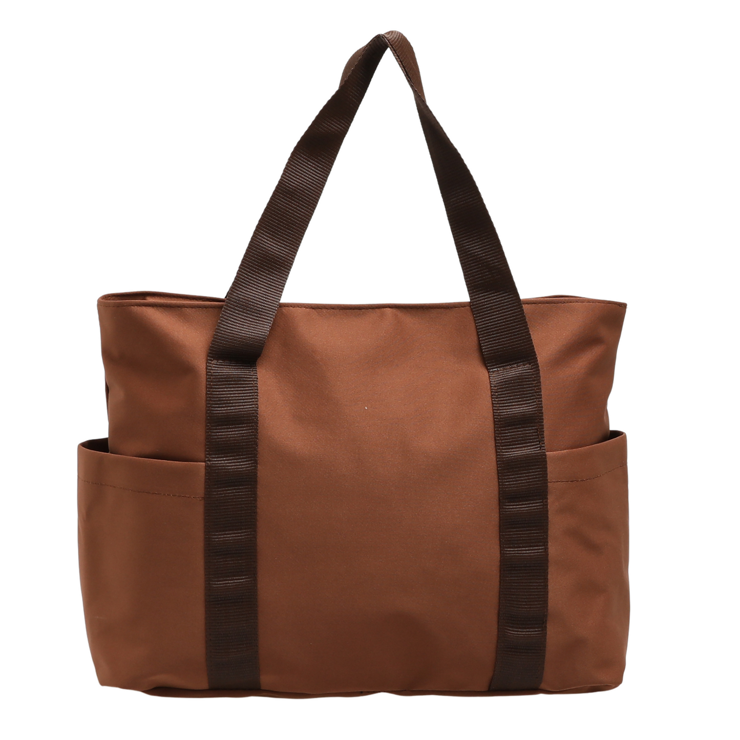 Heavyweight Satin Tote Bag With Pockets - Brown