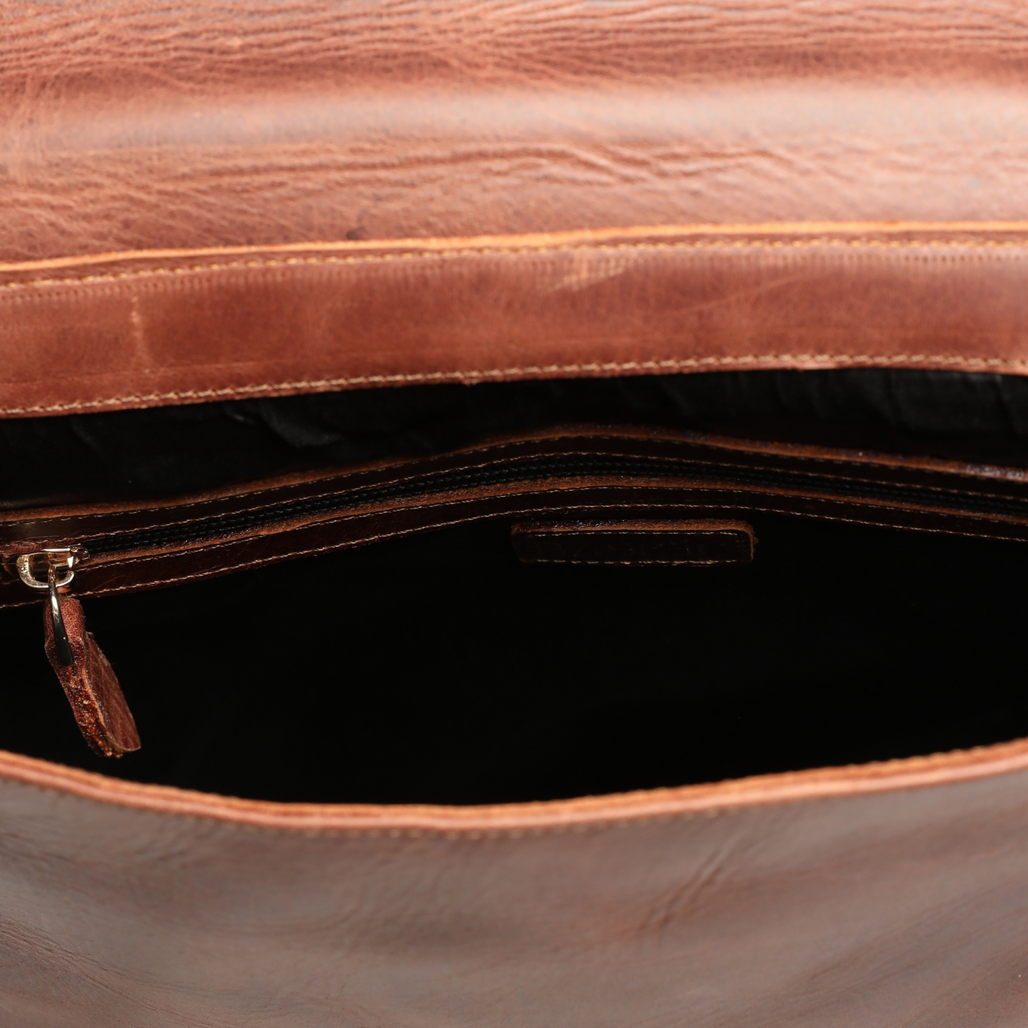 Worn Leather Backpack With Laptop Compartment - Dark Havana